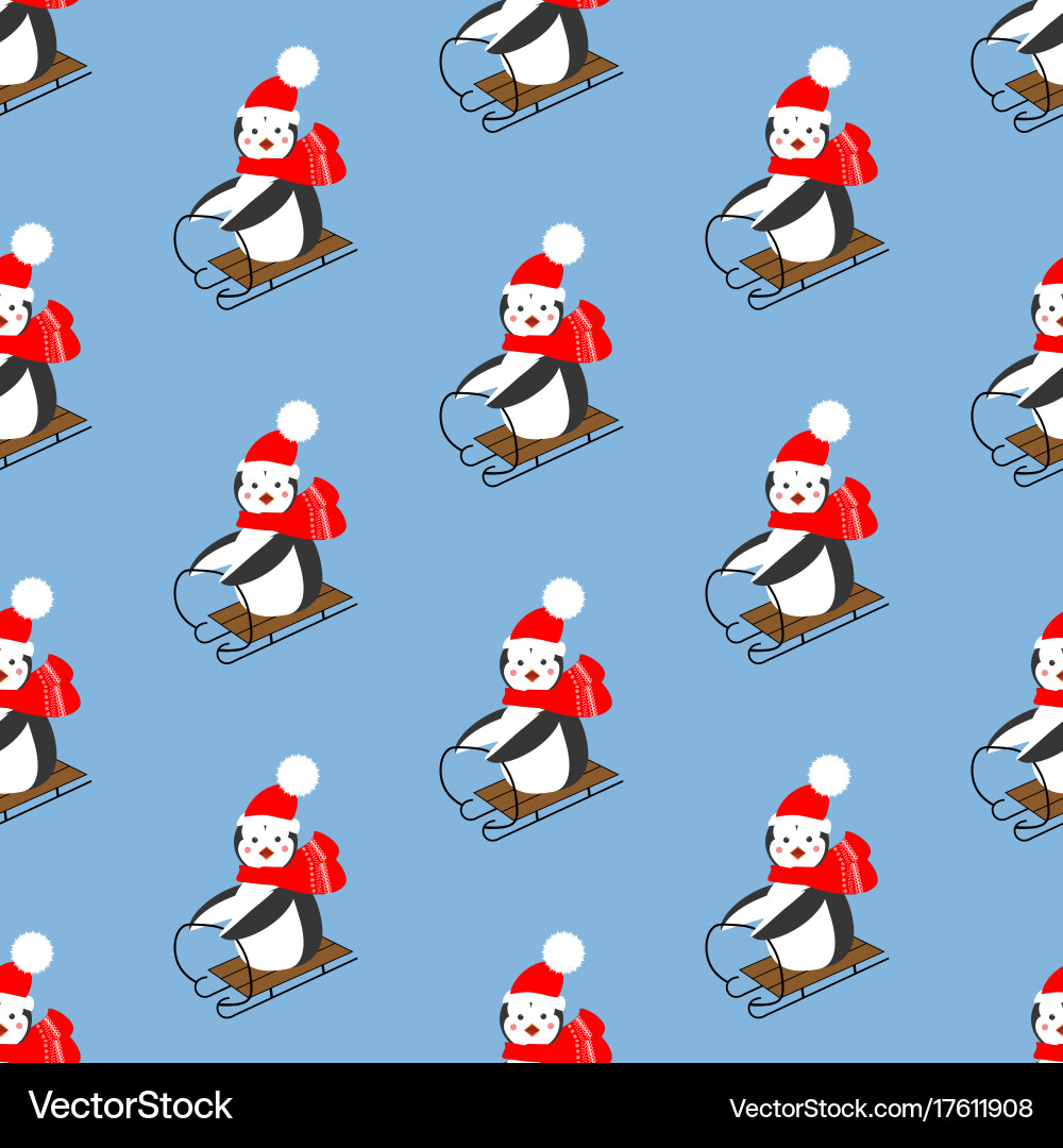 Penguin seamless pattern vector image