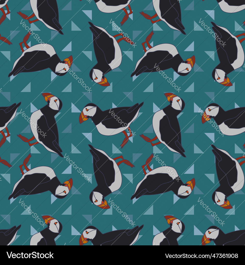 Seamless pattern with atlantic puffin Seamless pattern with atlantic puffin vector image