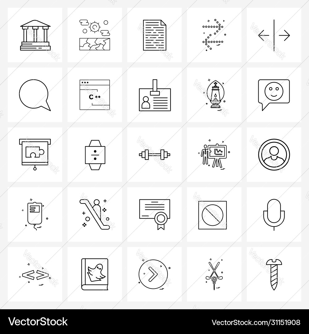Set 25 simple line icons move right exam vector image