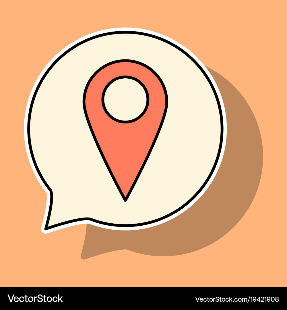 Sticker navigation geolocation icon in flat vector image