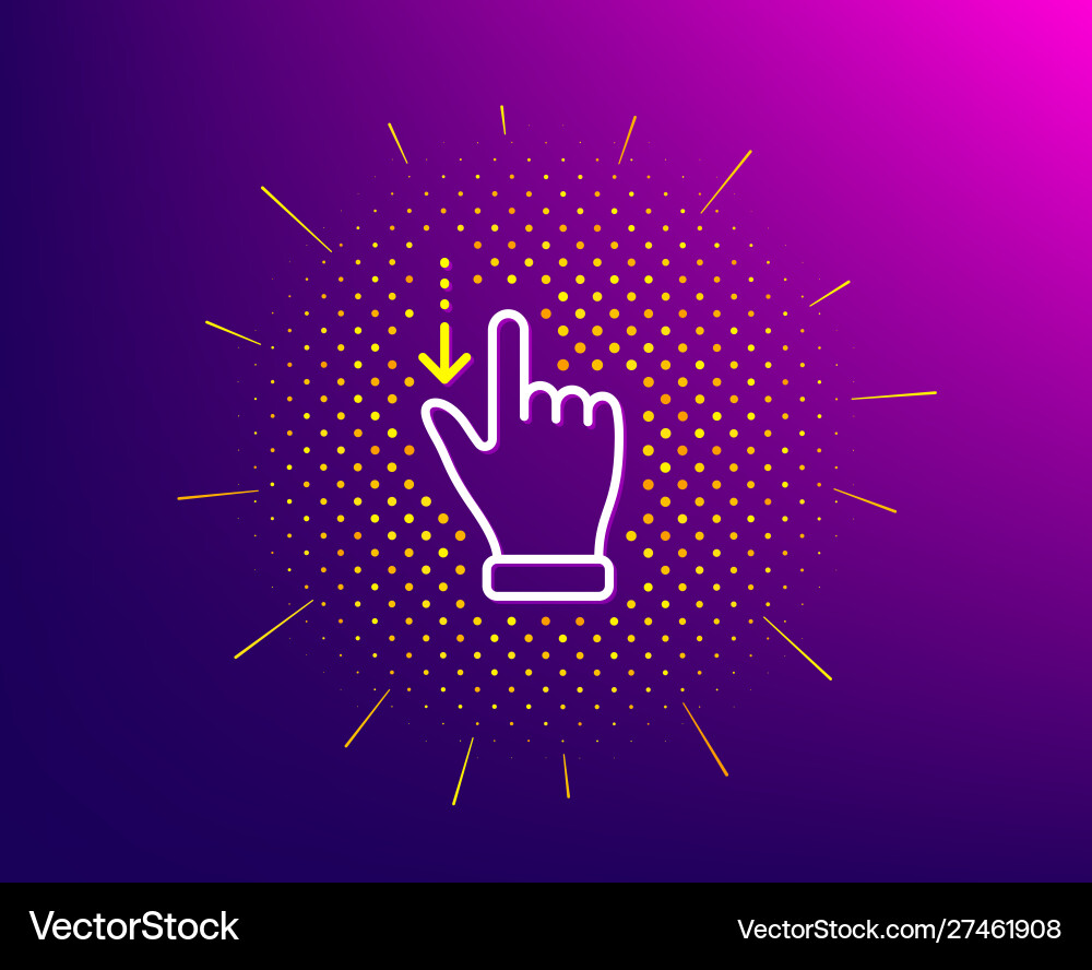 Touchscreen gesture line icon slide down arrow Touchscreen gesture line icon slide down arrow vector image