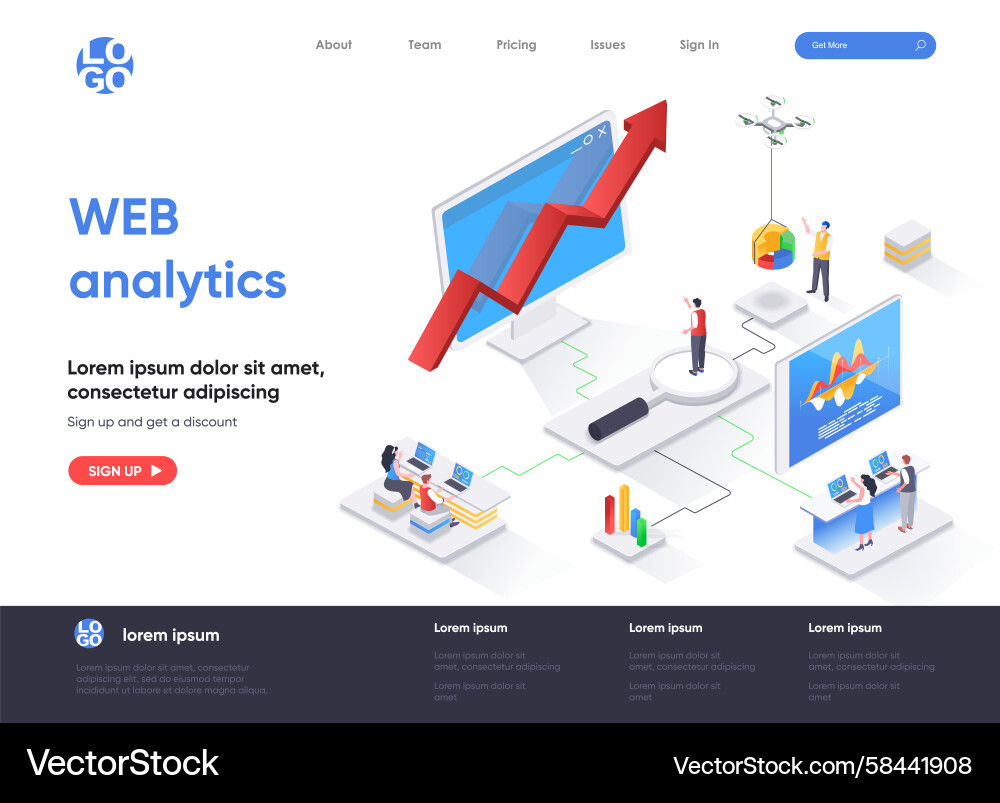 Web Analytics Isometric Page Vector Image