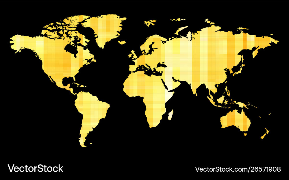 World map abstract pattern with yellow squares Vector Image