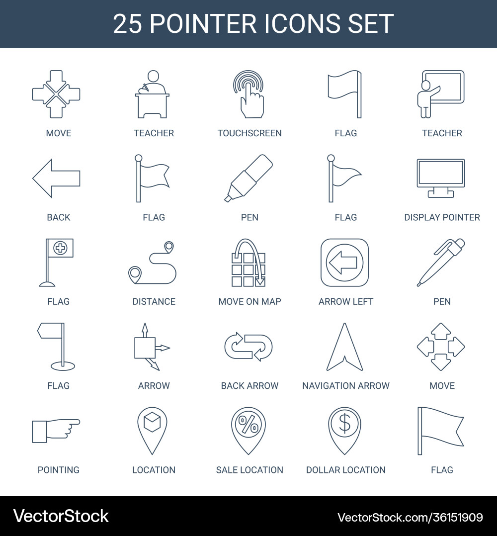 25 pointer icons Vector Image