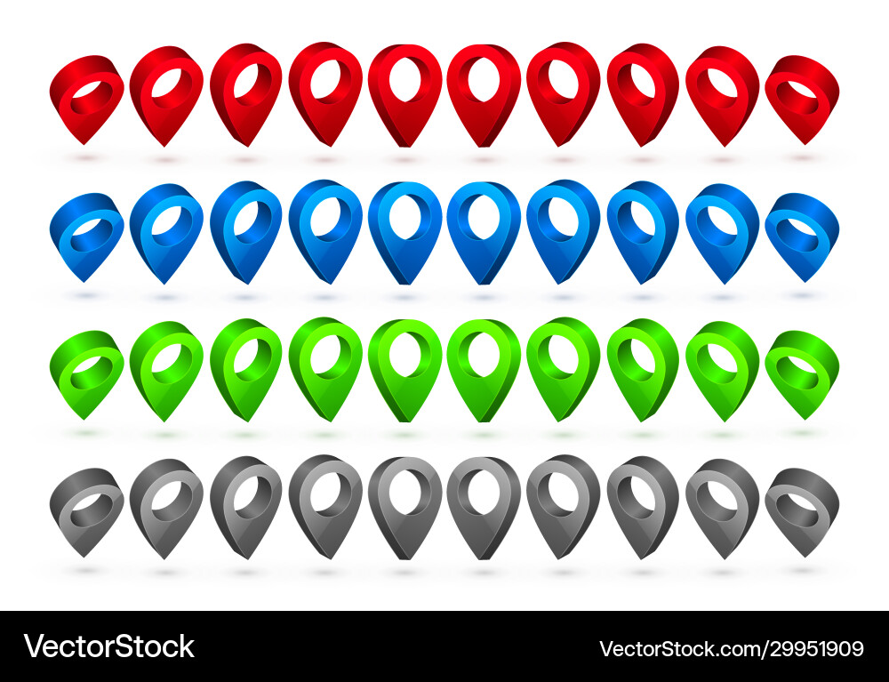 3D Map Pointer Icon - Navigationssymbol vektorbild