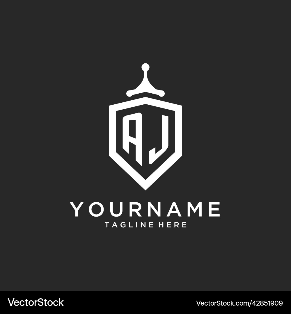 Aj monogram logo initial with shield guard shape Vector Image
