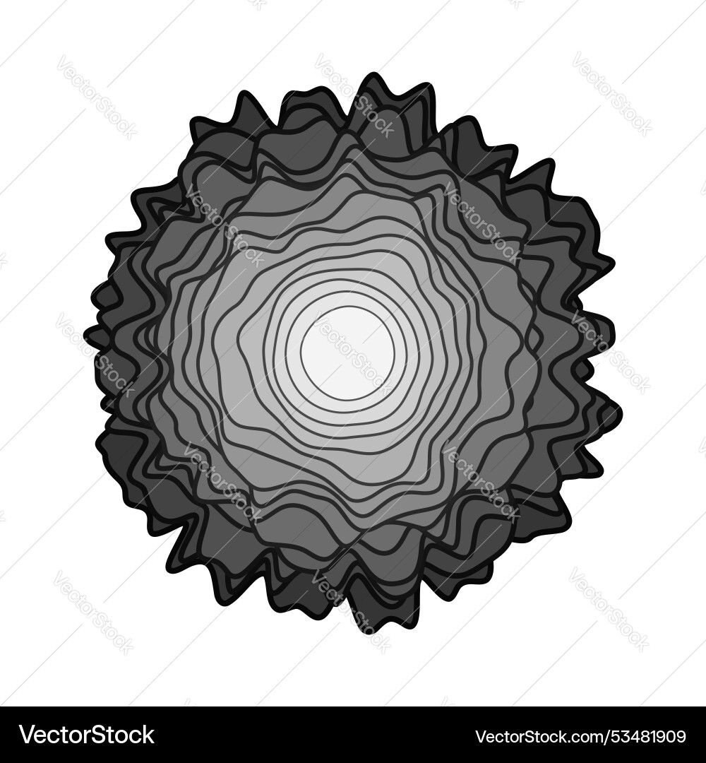 Black concentric wavy lines stack of rounded Black concentric wavy lines stack of rounded vector image
