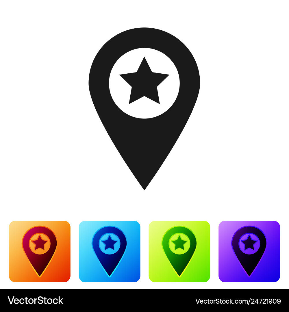Black map pointer with star icon isolated on white vector image