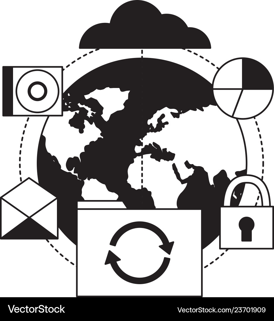 Cloud computing world folder refresh Cloud computing world folder refresh vector image