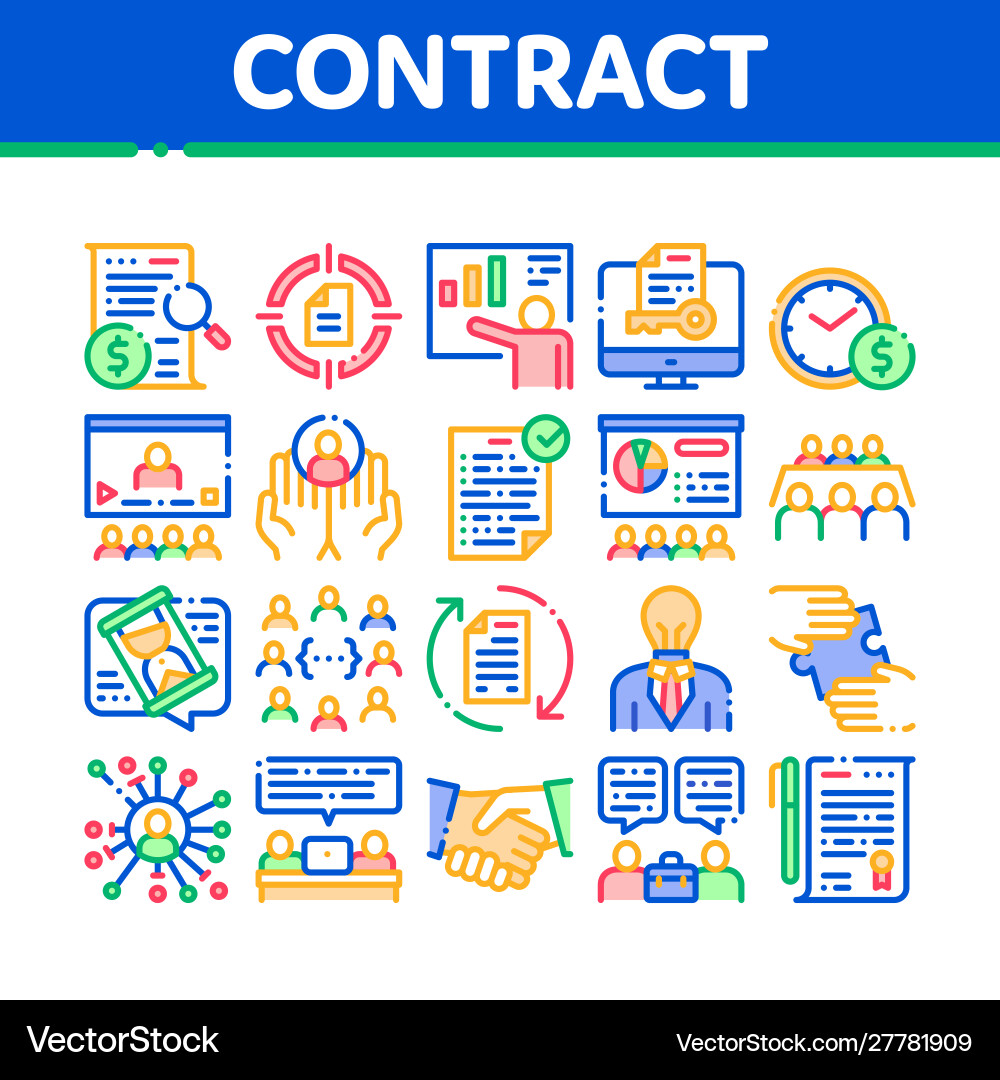 Contract collection elements icons set Vector Image