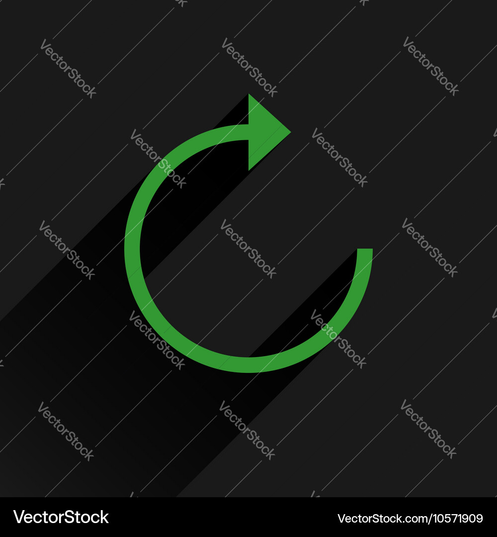 Flat green arrow icon reload repeat sign Vector Image