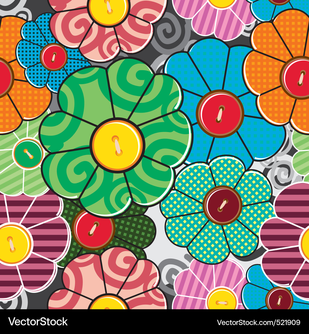 Floral Button Pattern vector image