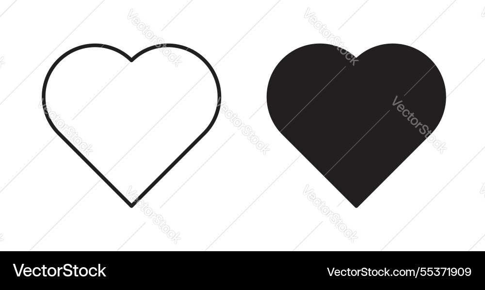 Heart icon set in thin line for web Vector Image