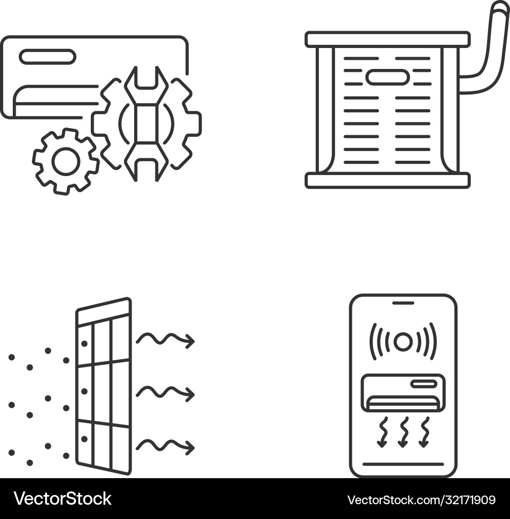 Heating and conditioning linear icons set Vector Image