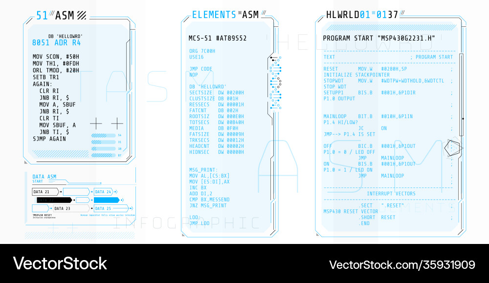 Hud Interface Elemente mit Teilcode Hud Interface Elemente mit Teilcode Vektorbild