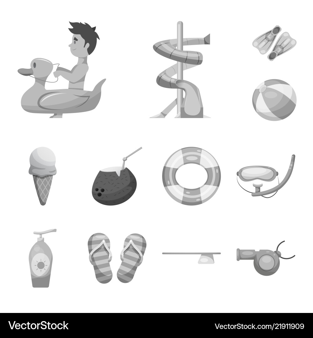 Isolated object of pool and swimming symbol set vector image