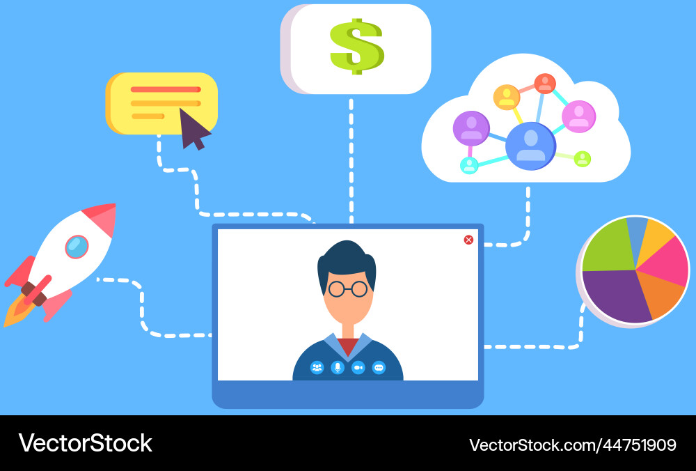Man analysing messenger and mobile applications Man analysing messenger and mobile applications vector image
