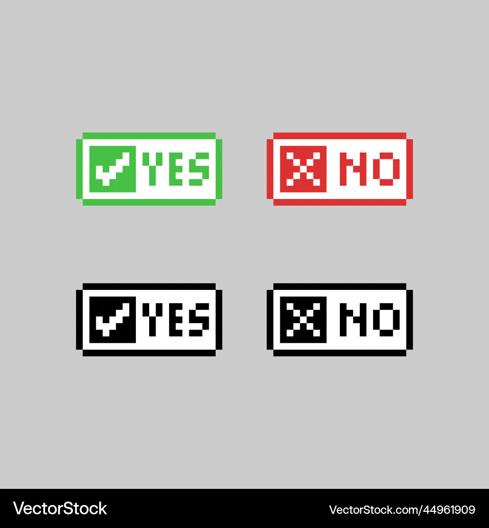 Pixel art button yes and no design vector image