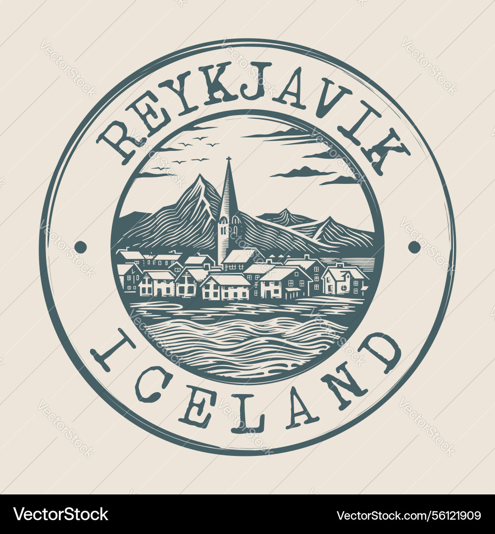Reykjavik iceland stamp city postmark Reykjavik iceland stamp city postmark vector image