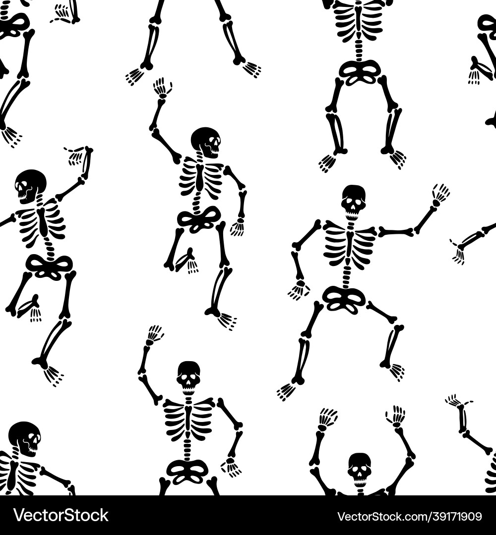 Seamless pattern with black skeletons Seamless pattern with black skeletons vector image