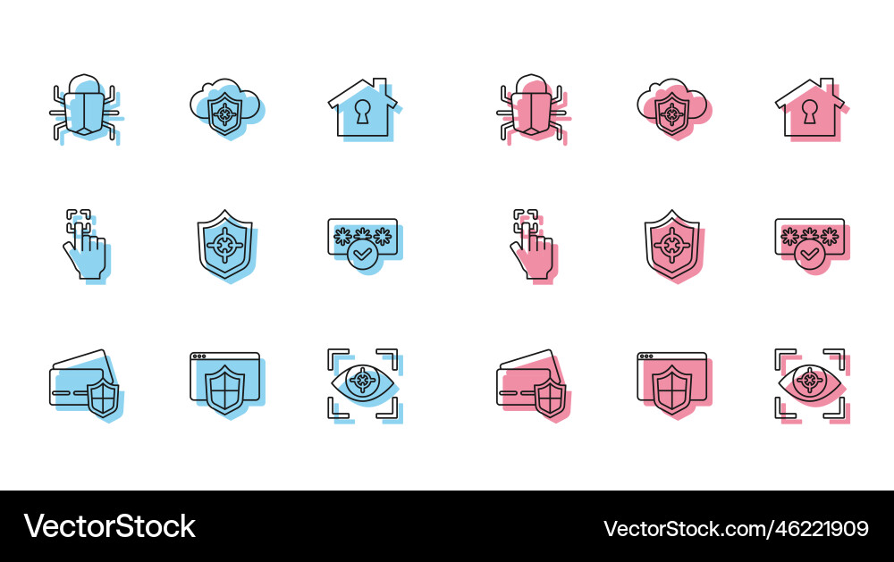 Set line credit card with shield browser system Set line credit card with shield browser system vector image