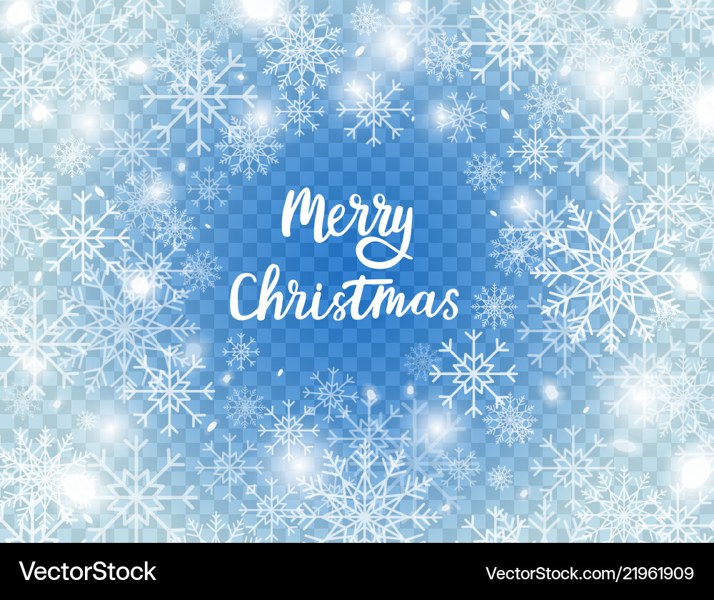 Snowflakes on blue transparent background merry Vector Image