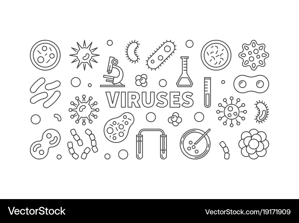 Viruses horizontal linear vector image