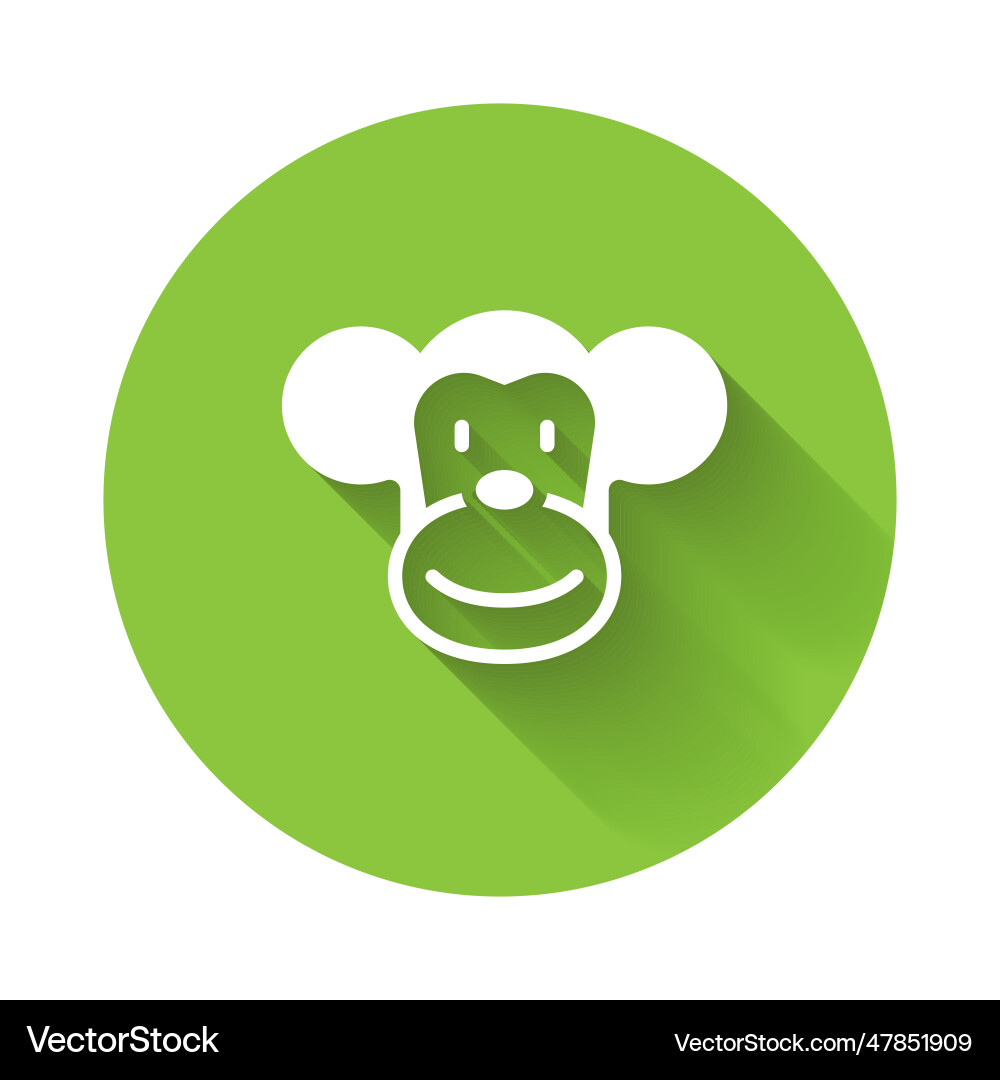White monkey icon isolated with long shadow White monkey icon isolated with long shadow vector image