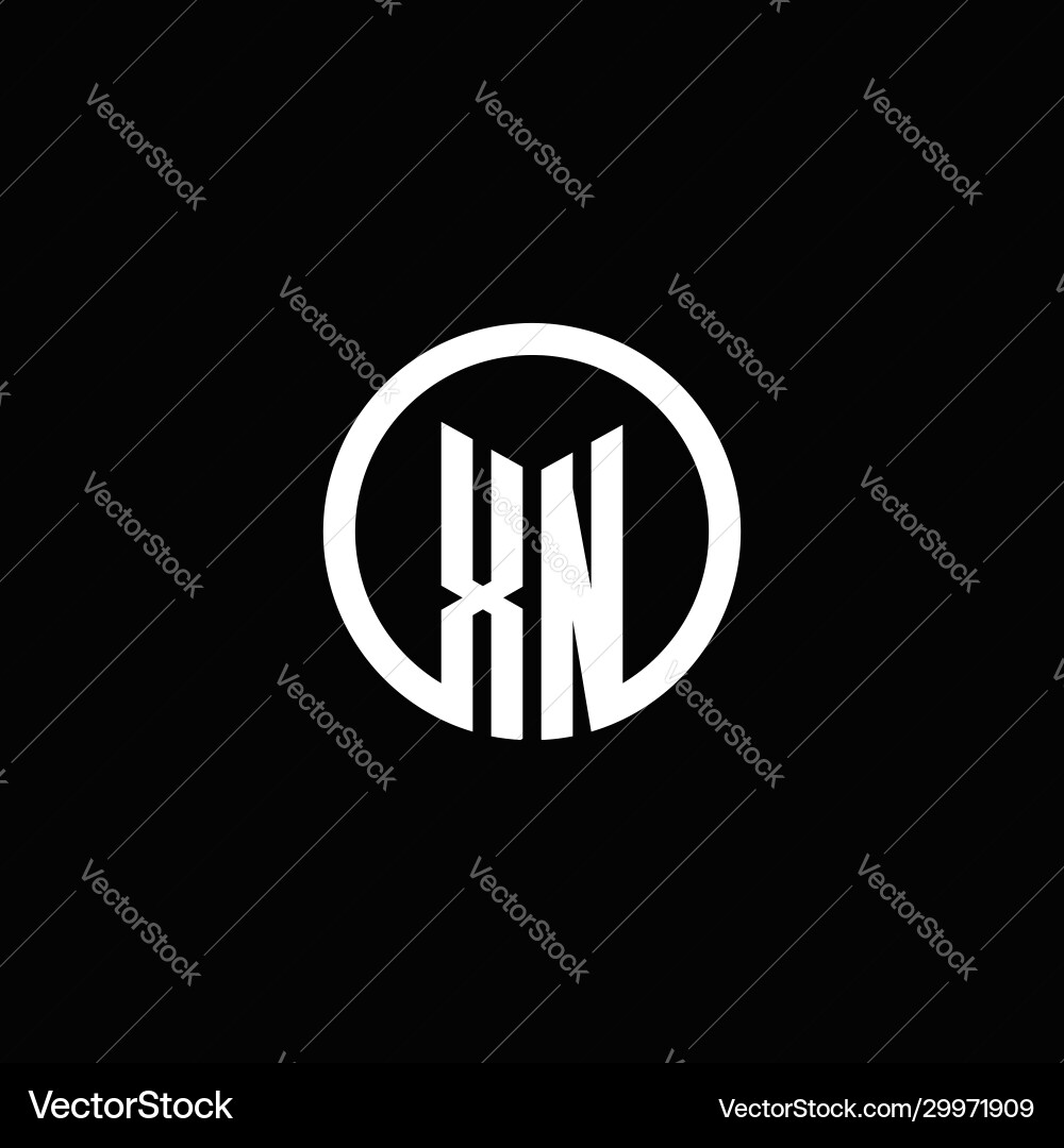 Xn monogram logo isolated with a rotating circle vector image