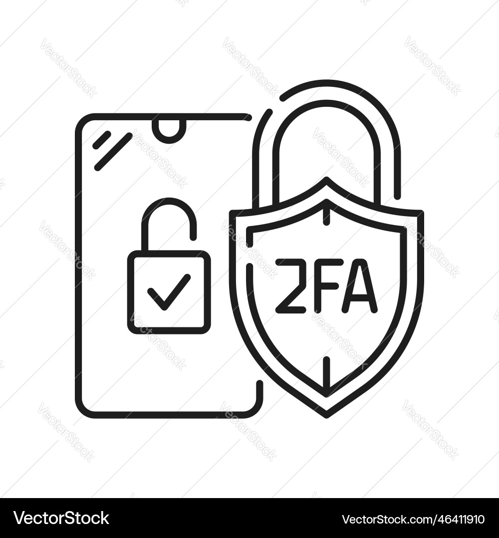 2fa two factor authentication icon shield padlock 2fa two factor authentication icon shield padlock vector image