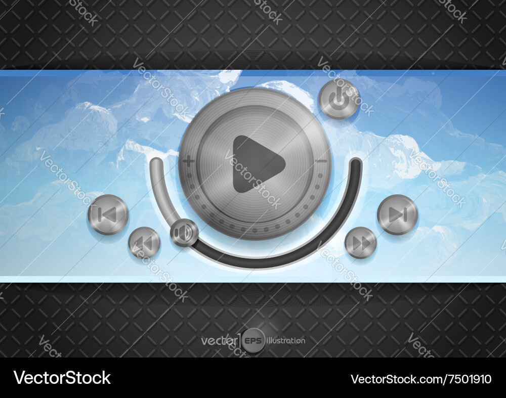 Abstract technology app icon with music button vector image