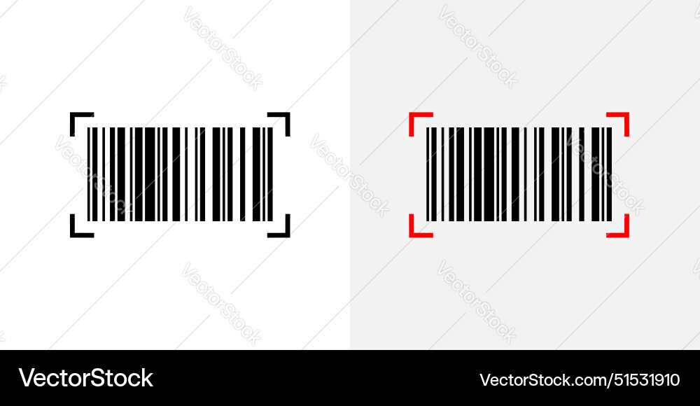 Barcode read icon set scan bar code symbol sku vector image