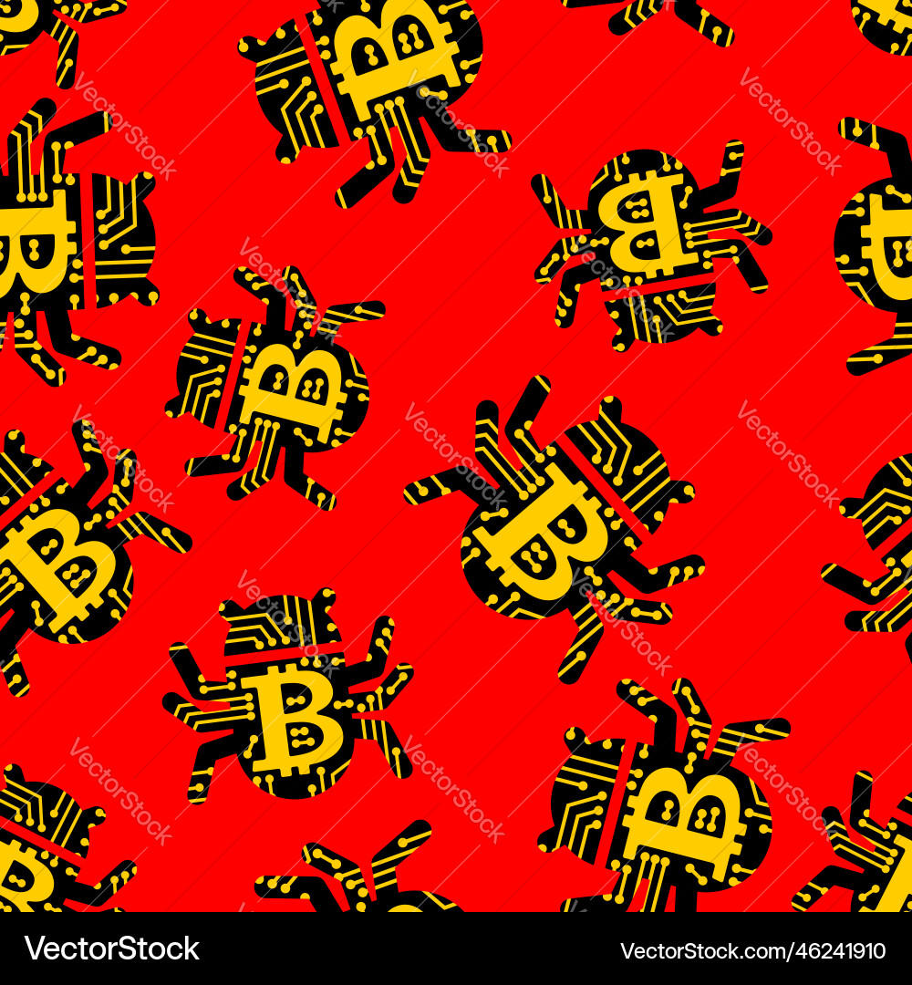 Bitcoin virus bug pattern seamless digital Bitcoin virus bug pattern seamless digital vector image