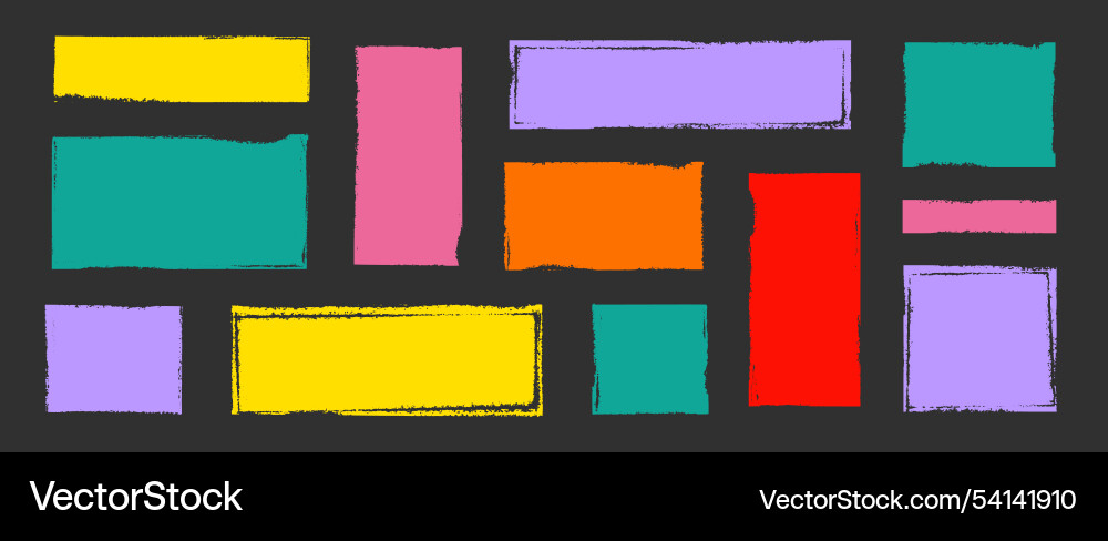Box brush frame rough shape set text Box brush frame rough shape set text vector image