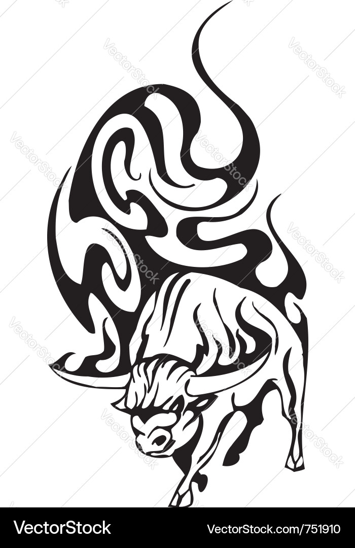 Bull in tribal style - image vector image