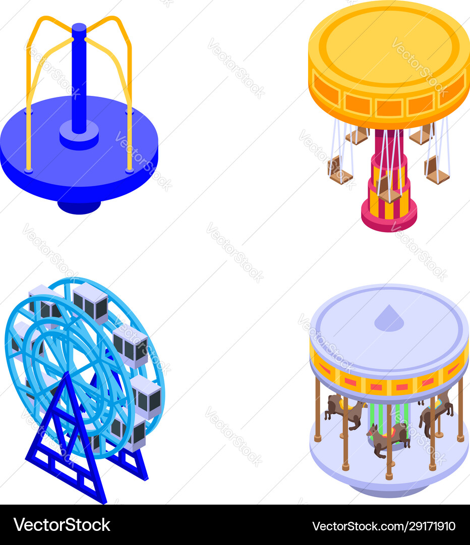 Carousel icons set isometric style Vector Image