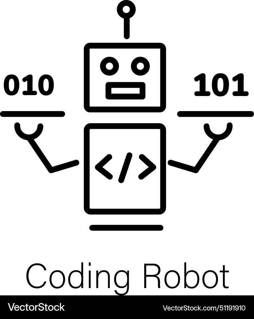 Coding robot vector image