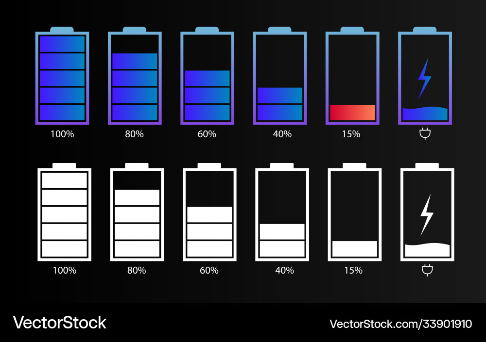 Digital battery design template for user interface vector image