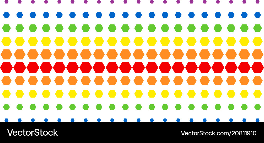 Filled hexagon shape halftone spectral effect Vector Image