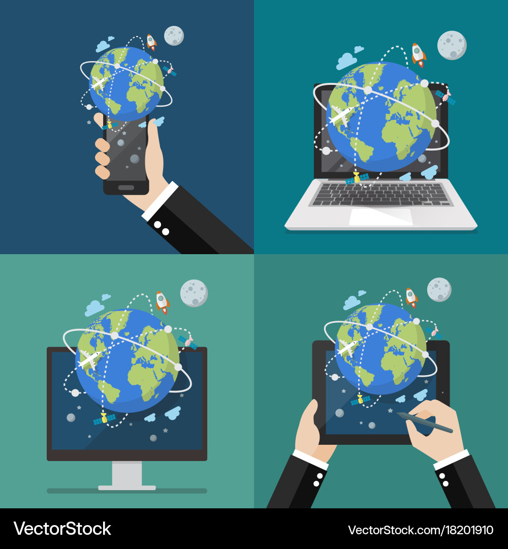Global network connection technology vector image