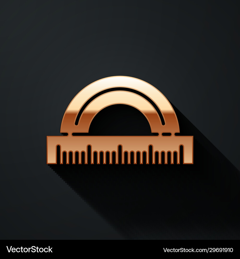 Gold protractor grid for measuring degrees icon Gold protractor grid for measuring degrees icon vector image