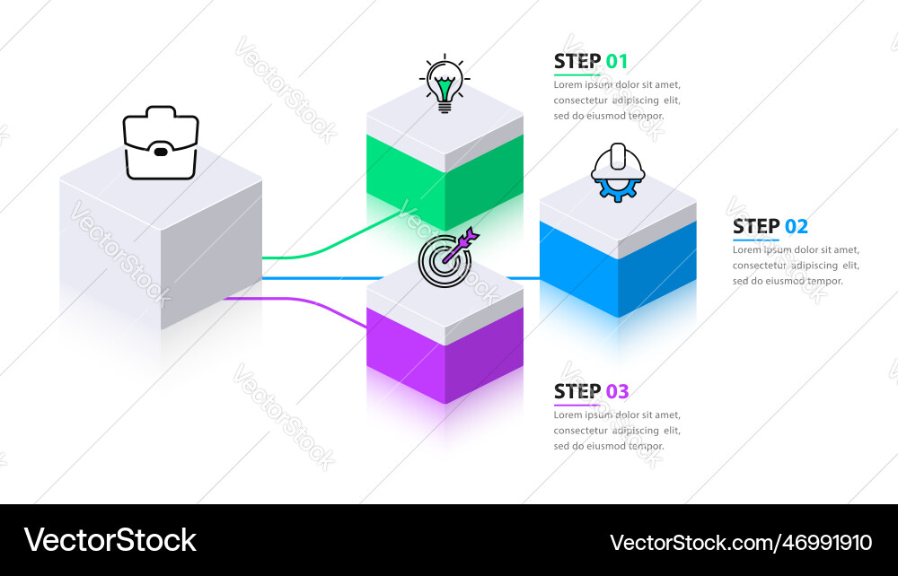 Infographic template three 3d columns with icons vector image
