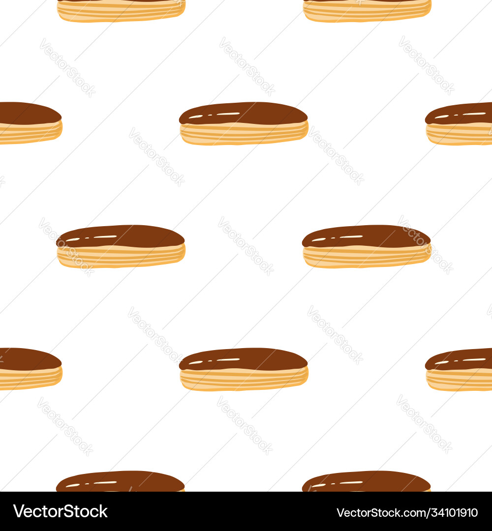 Isolated bakery seamless pattern with eclair Vector Image