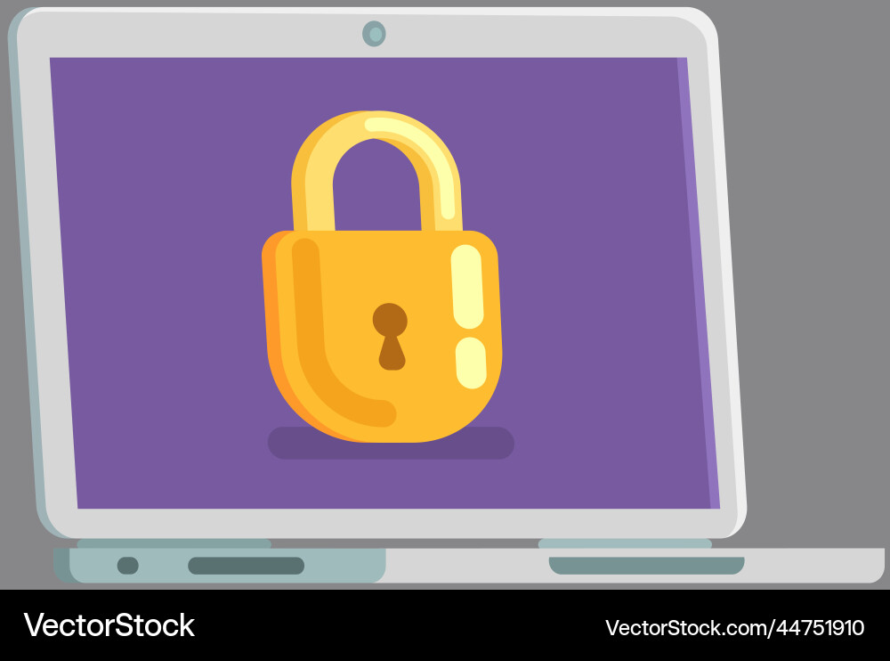 Laptop locked notification button password field Laptop locked notification button password field vector image