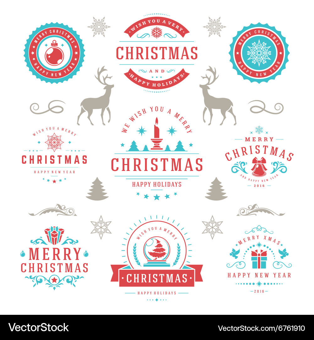 Merry christmas and happy new year wishes vector image