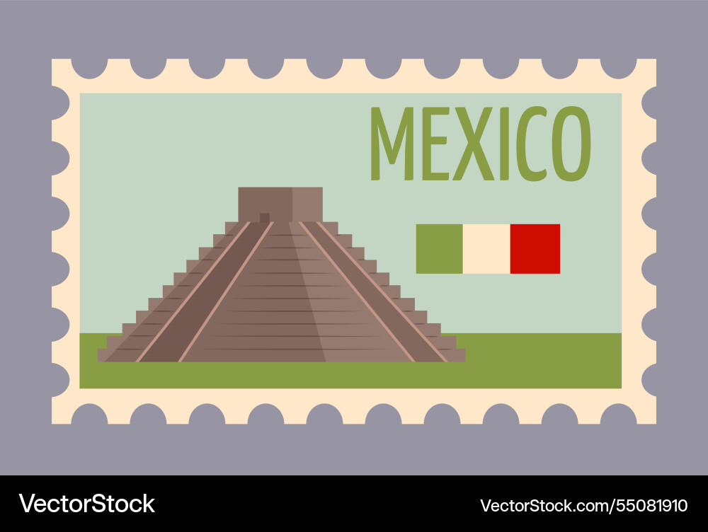 Mexikanischer Stempel mit Pyramide Mexikanischer Stempel mit Pyramide vektorbild