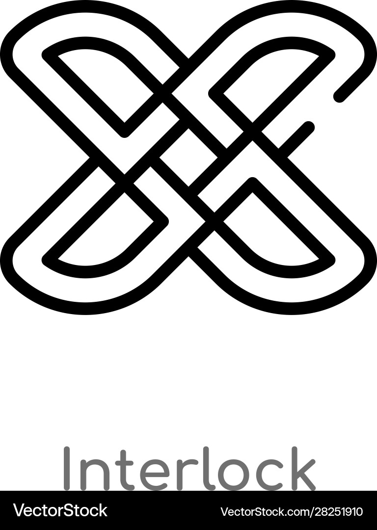 Outline interlock icon isolated black simple line Outline interlock icon isolated black simple line vector image