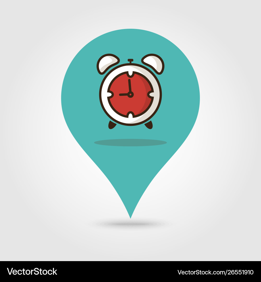 Pin map pointer with alarm clock meal time icon Vector Image