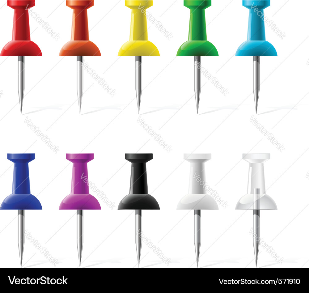Push Pins Set - Isolated Vector Image