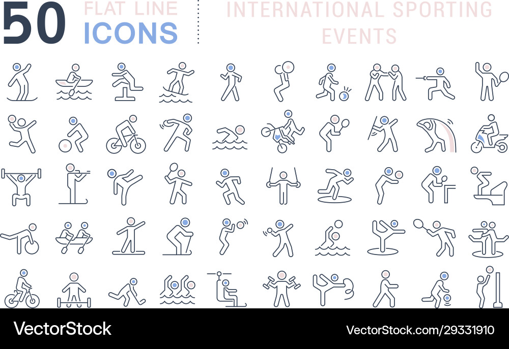 Set line icons international sporting events vector image